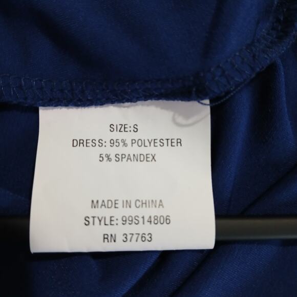 Laundry by Shelli Segal Small Royal Blue Long-Sleeved Ruched V Neck Dress A Line - Picture 9 of 10